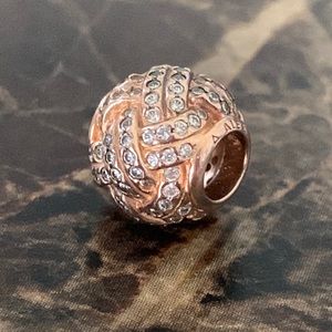 RETIRED Pandora 14K Rose Sparkling Love Knot Charm ALE R CZ